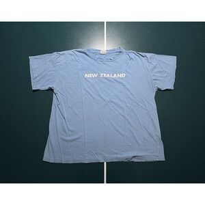 Vintage 90s New Zealand T Shirt Men's Large Boxy Blue Spell Out Distressed